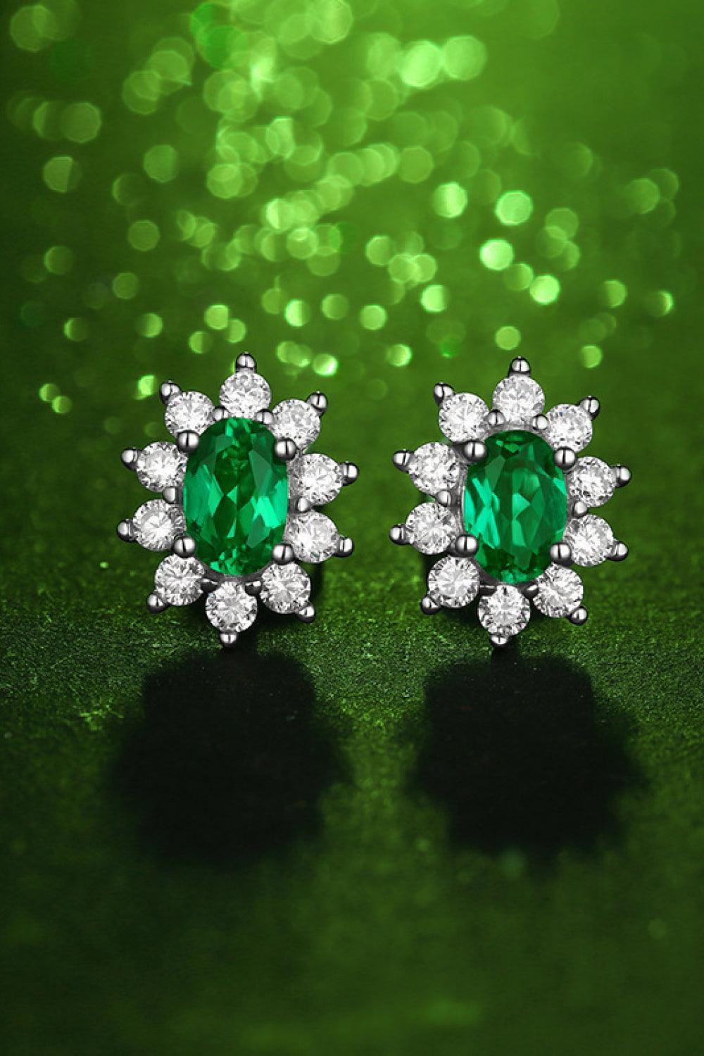 Cheerful Moment 1 Carat Lab-Grown Emerald Stud Earrings - MXSTUDIO.COM