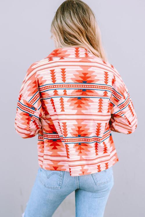 Cheery And Warm Button Up Geometric Jacket - MXSTUDIO.COM