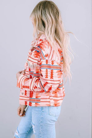 Cheery And Warm Button Up Geometric Jacket - MXSTUDIO.COM