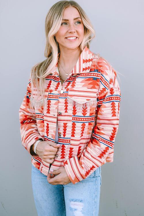 Cheery And Warm Button Up Geometric Jacket - MXSTUDIO.COM