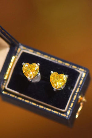 Cherish 2 Carat Yellow Heart Moissanite Earrings - MXSTUDIO.COM