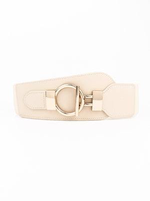 Cherish Yourself Alloy Buckle PU Wide Stretch Waist Belt - MXSTUDIO.COM