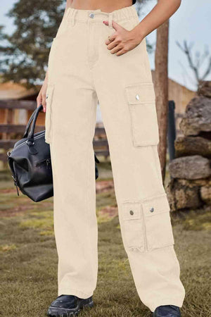 Chic Utilitarian Flap Pocket Cargo Jeans - MXSTUDIO.COM
