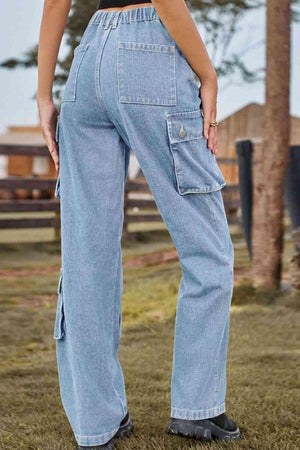 Chic Utilitarian Flap Pocket Cargo Jeans - MXSTUDIO.COM