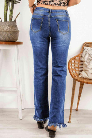 Chill In Style Frayed Hem Bootcut Jeans - MXSTUDIO.COM