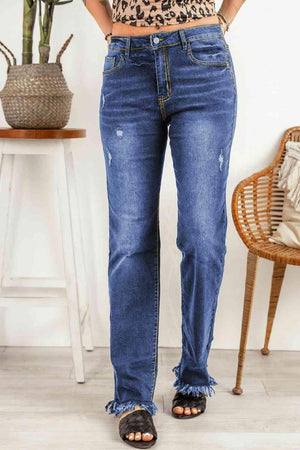 Chill In Style Frayed Hem Bootcut Jeans - MXSTUDIO.COM