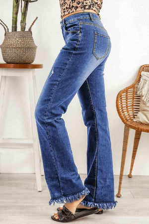 Chill In Style Frayed Hem Bootcut Jeans - MXSTUDIO.COM