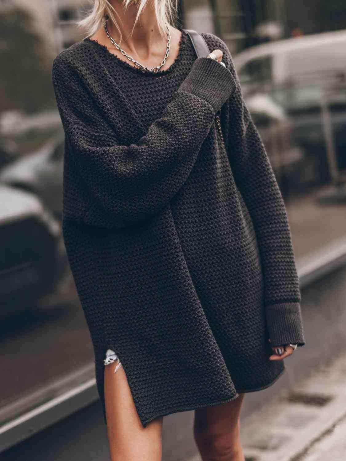 Chilly Day Comfort Knit Tunic Sweater-MXSTUDIO.COM