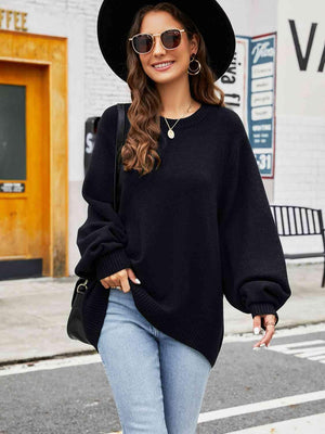 Chilly Stroll Crew Neck Oversized Sweater - MXSTUDIO.COM
