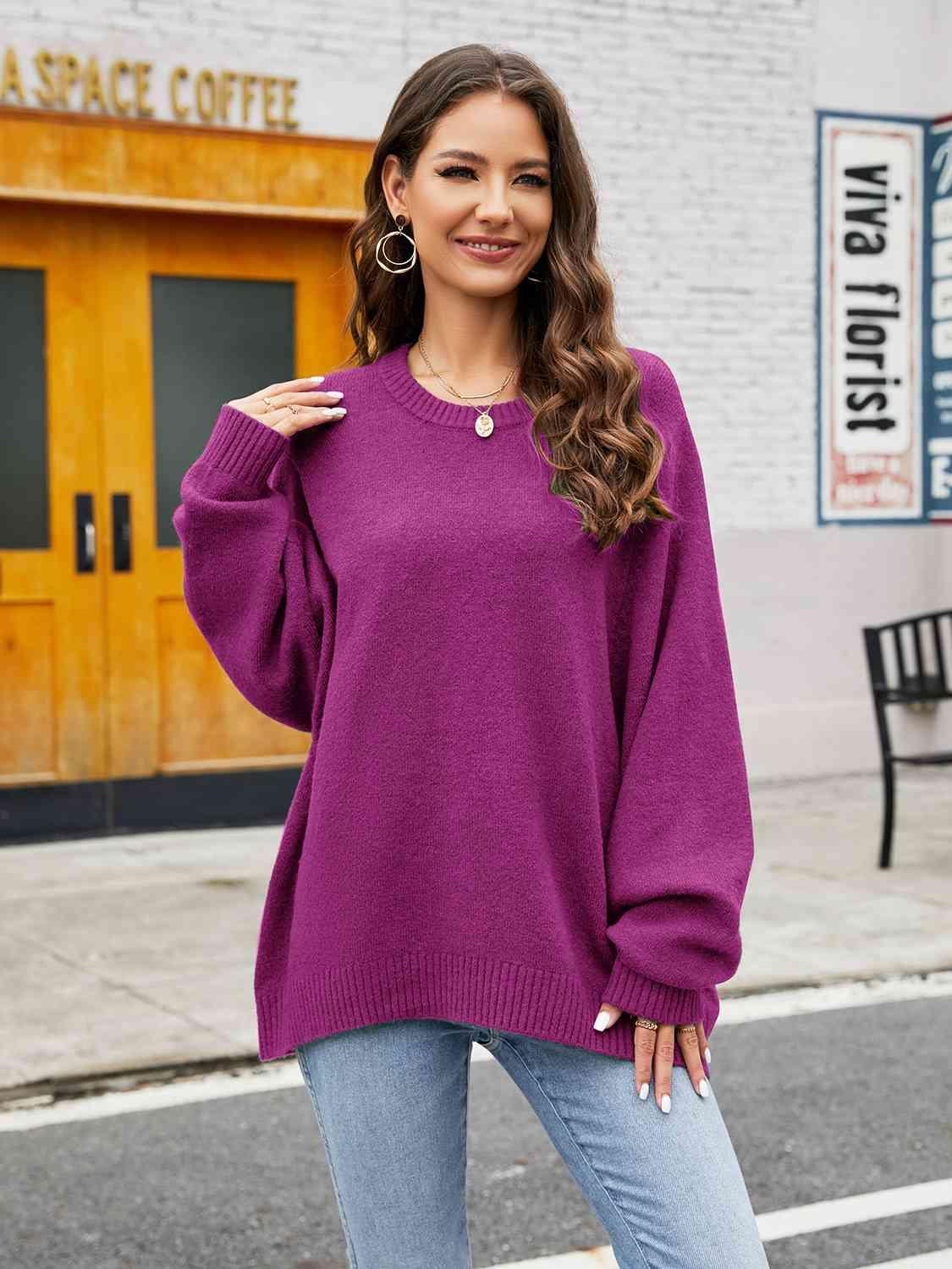 Chilly Stroll Crew Neck Oversized Sweater - MXSTUDIO.COM
