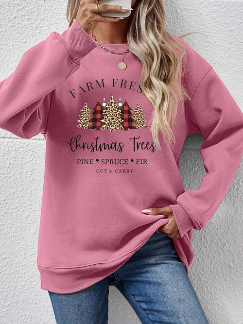 Christmas Trees Graphic Festive Sweatshirt-MXSTUDIO.COM