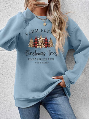Christmas Trees Graphic Festive Sweatshirt-MXSTUDIO.COM