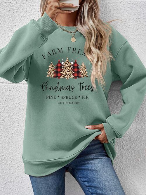 Christmas Trees Graphic Festive Sweatshirt-MXSTUDIO.COM