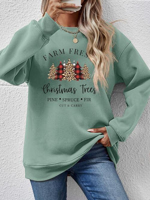 Christmas Trees Graphic Festive Sweatshirt-MXSTUDIO.COM