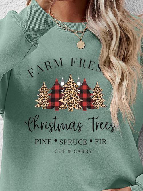 Christmas Trees Graphic Festive Sweatshirt-MXSTUDIO.COM