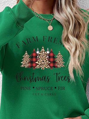 Christmas Trees Graphic Festive Sweatshirt-MXSTUDIO.COM