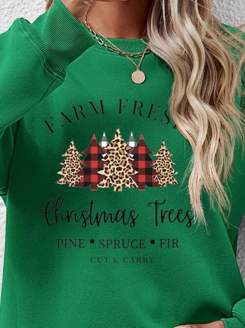 Christmas Trees Graphic Festive Sweatshirt-MXSTUDIO.COM