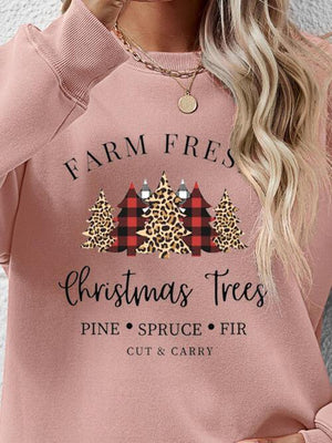 Christmas Trees Graphic Festive Sweatshirt-MXSTUDIO.COM