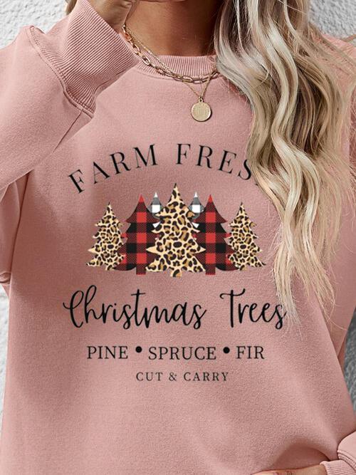 Christmas Trees Graphic Festive Sweatshirt-MXSTUDIO.COM