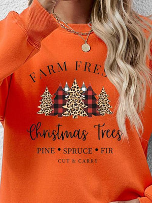 Christmas Trees Graphic Festive Sweatshirt-MXSTUDIO.COM