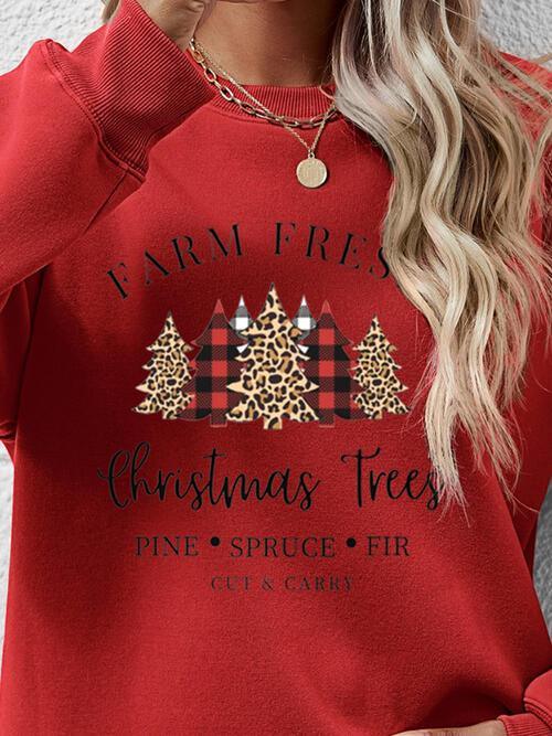 Christmas Trees Graphic Festive Sweatshirt-MXSTUDIO.COM