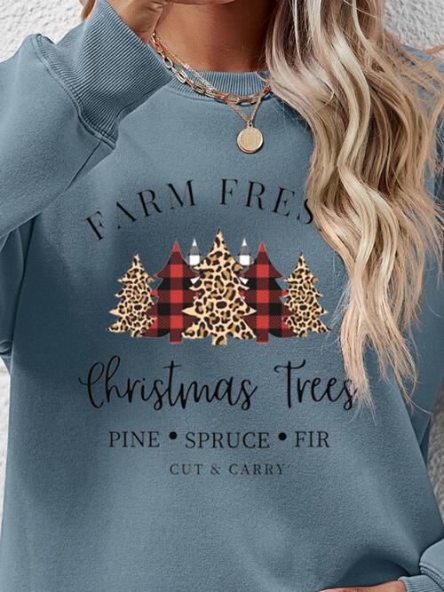 Christmas Trees Graphic Festive Sweatshirt-MXSTUDIO.COM