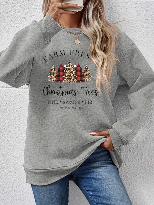 Christmas Trees Graphic Festive Sweatshirt-MXSTUDIO.COM