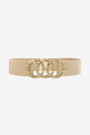 Circle Zinc Alloy Buckle Wide Stretch Waist Belt - MXSTUDIO.COM
