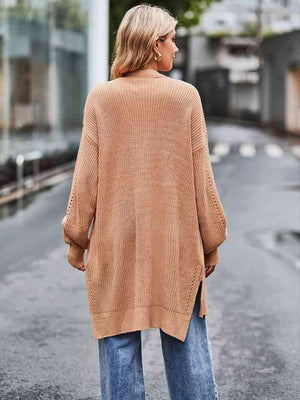 City Comfort Open Front Waffle Knit Cardigan - MXSTUDIO.COM