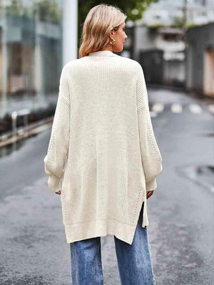 City Comfort Open Front Waffle Knit Cardigan - MXSTUDIO.COM