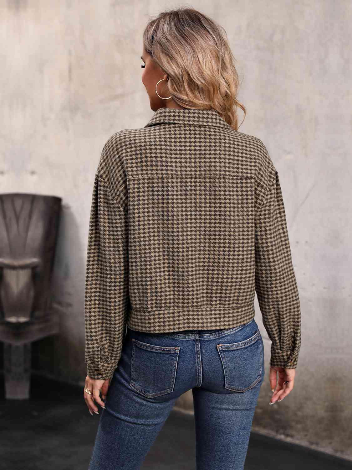 Classic Button Up Houndstooth Jacket - MXSTUDIO.COM
