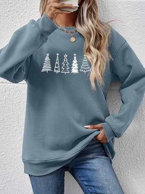 Classic Design Drop Shoulder Christmas Tree Sweatshirt-MXSTUDIO.COM