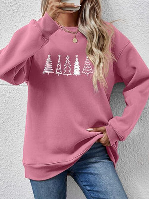 Classic Design Drop Shoulder Christmas Tree Sweatshirt-MXSTUDIO.COM
