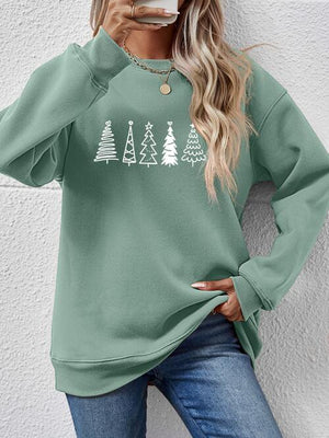Classic Design Drop Shoulder Christmas Tree Sweatshirt-MXSTUDIO.COM