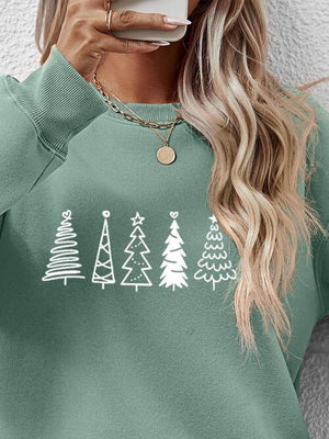 Classic Design Drop Shoulder Christmas Tree Sweatshirt-MXSTUDIO.COM