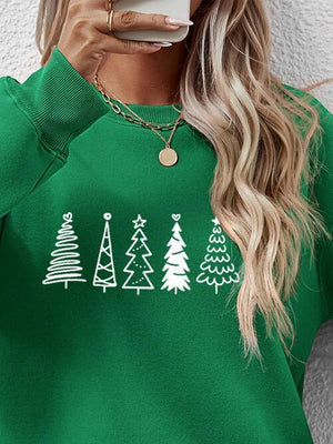 Classic Design Drop Shoulder Christmas Tree Sweatshirt-MXSTUDIO.COM