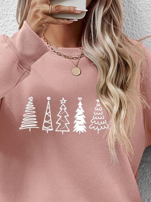 Classic Design Drop Shoulder Christmas Tree Sweatshirt-MXSTUDIO.COM