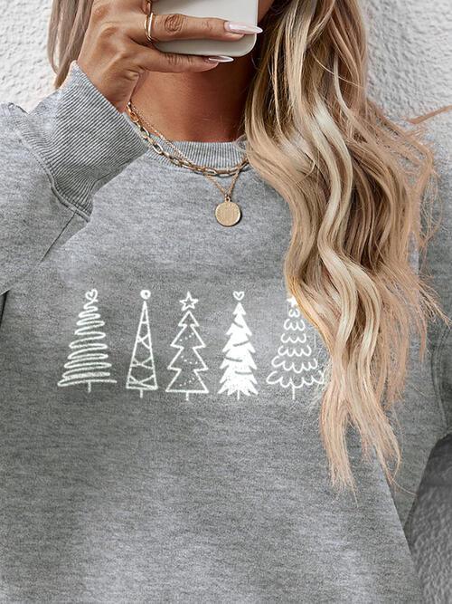 Classic Design Drop Shoulder Christmas Tree Sweatshirt-MXSTUDIO.COM