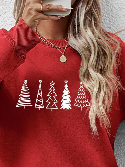 Classic Design Drop Shoulder Christmas Tree Sweatshirt-MXSTUDIO.COM