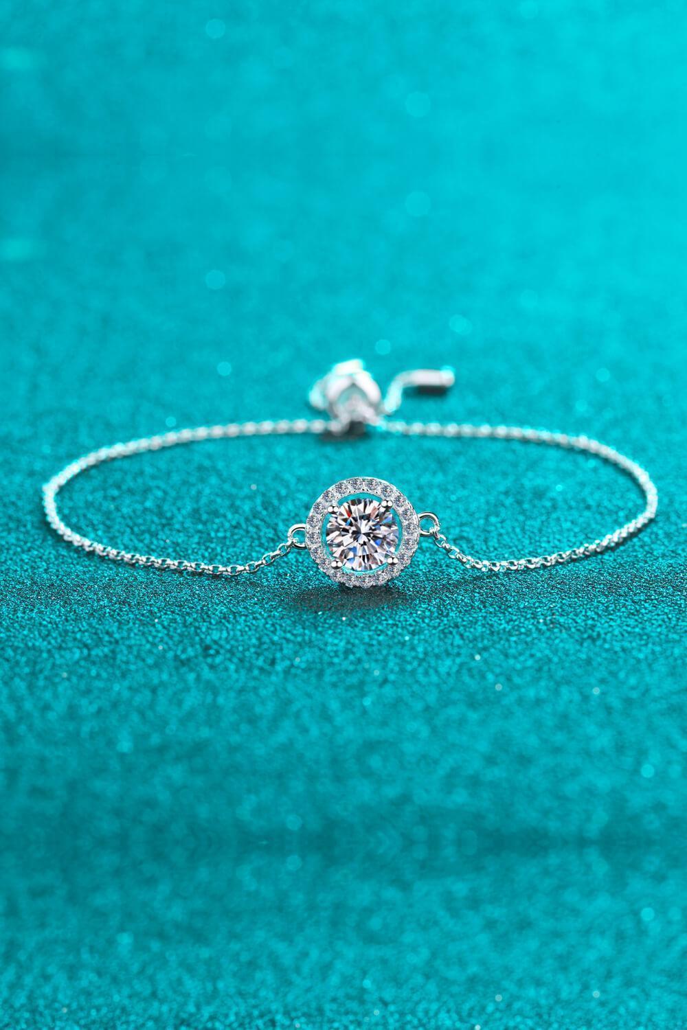 Classic Round Cut 1 Carat Moissanite Slider Bracelet - MXSTUDIO.COM