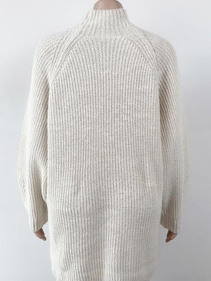 Classy Minimalist Mock Neck Mini Sweater Dress-MXSTUDIO.COM