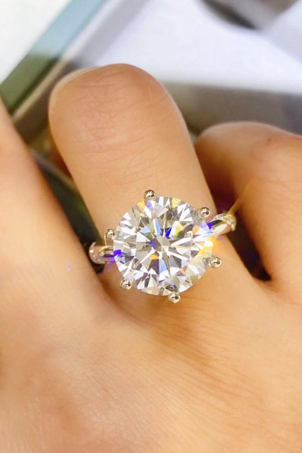 Classy Show Platinum-Plated 5 Carat Moissanite Ring - MXSTUDIO.COM