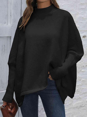 Classy Warmth Mock Neck Dolman Sleeve Sweater - MXSTUDIO.COM