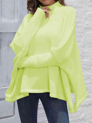 Classy Warmth Mock Neck Dolman Sleeve Sweater - MXSTUDIO.COM