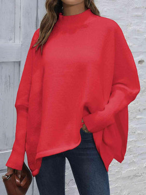 Classy Warmth Mock Neck Dolman Sleeve Sweater - MXSTUDIO.COM