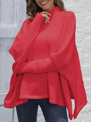 Classy Warmth Mock Neck Dolman Sleeve Sweater - MXSTUDIO.COM