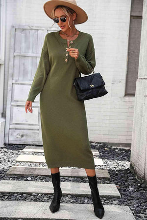Classy Winter Long Sleeve Midi Sweater Dress - MXSTUDIO.COM