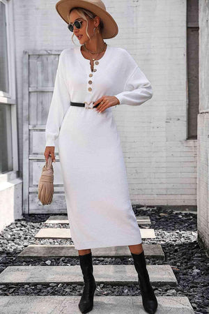 Classy Winter Long Sleeve Midi Sweater Dress - MXSTUDIO.COM