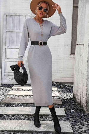 Classy Winter Long Sleeve Midi Sweater Dress - MXSTUDIO.COM