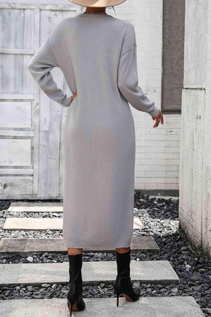 Classy Winter Long Sleeve Midi Sweater Dress - MXSTUDIO.COM